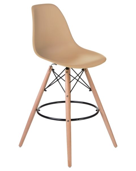 Стул барный DSW BAR ножки светлый бук сиденья бежевый GR-03