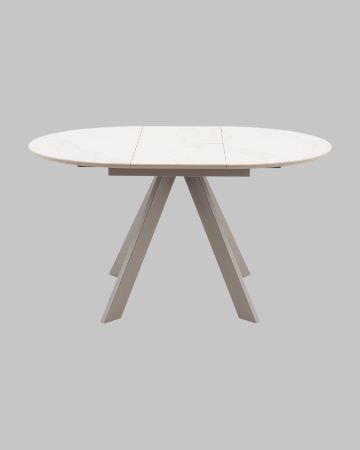 Стол круглый Миндель D100 столешница керамика белый глянец, основание металл латте