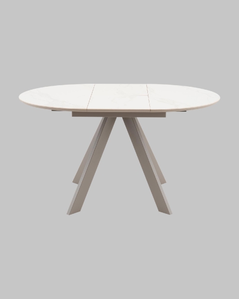 Стол круглый Миндель D100 столешница керамика белый глянец, основание металл латте