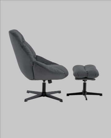 Кресло Оррелл серый с оттоманкой