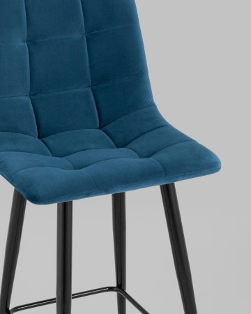 Стул полубарный Джанго велюр синий высота сиденья 60 см