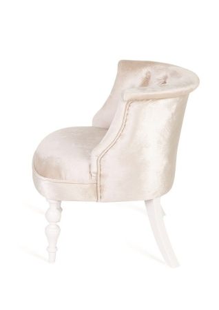 Деревянное кресло Бархат бежевое с белыми ножками