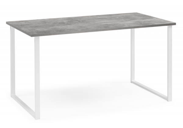 Стол деревянный Лиман 140 x 80 бетон светлый, белый матовый