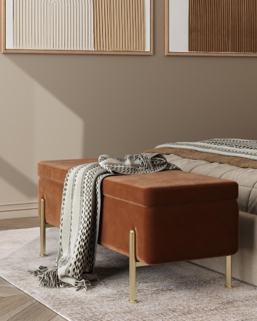 Банкетка Болейн с ящиком велюр терракотовый