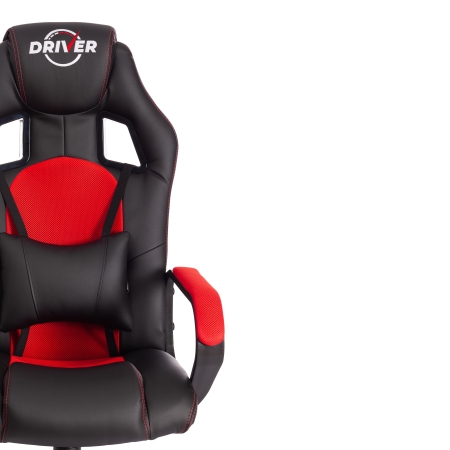 Кресло DRIVER (22) экокожа и ткань, черный и красный
