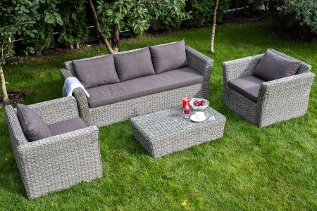 Кресло "Капучино" из искусственного ротанга (гиацинт), цвет серый