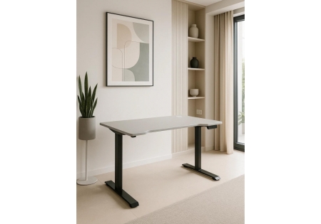 Компьютерный стол Маркос 140х80 светло-серый, черный