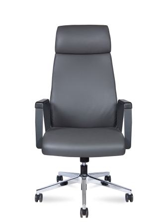 Кресло офисное Arco темно-серый, экокожа и металл, мягкое сиденье, с подлокотниками