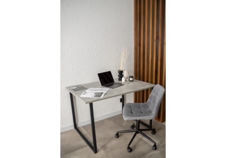 Стол деревянный Лиман 117 х 77 бетон светлый, черный матовый