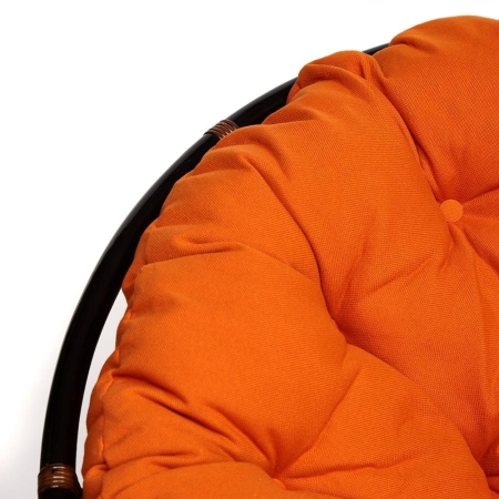 Кресло-качалка "PAPASAN" w 23 и 01 B с подушкой, античный черно-коричневый, ткань оранжевый, С 23