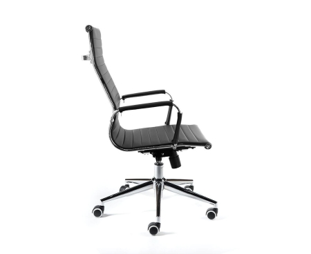 Кресло офисное Техно хром черная экокожа