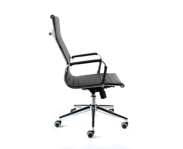 Кресло офисное Техно хром черная экокожа