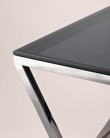 Журнальный стол 55*55 ИНСИГНИЯ сталь темный хром стекло дым