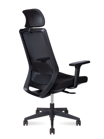 Кресло офисное Mono черный, ткань и пластик, мягкое сиденье, с подлокотниками