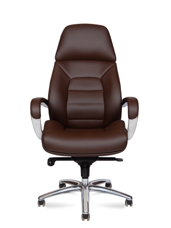 Кресло руководителя Porsche коричневая экокожа с алюминиевой крестовиной