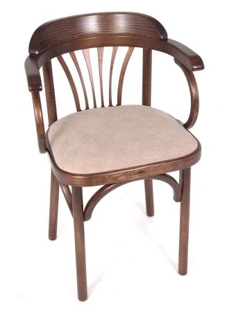 Деревянный стул Венский темный тон с мягким сиденьем из ткани RS 16