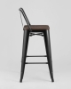 Стул полубарный TOLIX WOOD со спинкой черный глянцевый