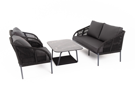 "Канны" лаунж-зона 4-местная плетеная из роупа (веревки), цвет темно-серый