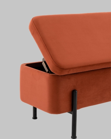 Банкетка Болейн с ящиком из терракотового велюра с черными ножками