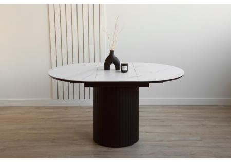 Керамический стол Лорен 100(140) snow white, черный