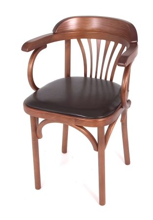 Деревянный стул Венский средний тон с мягким сиденьем из экокожи