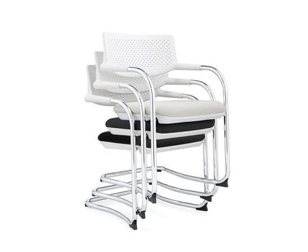 Кресло офисное Самба белый CF хром, белый пластик, черная ткань