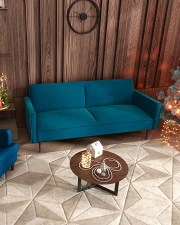 Диван прямой Кассель велюр синий