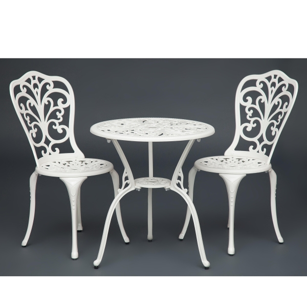 Комплект Secret De Maison Romance (стол + 2 стула) алюминиевый сплав, D60/H67, 53х41х89 см, белый