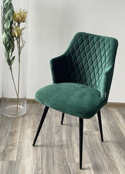 Стул HERMAN 360 градусов, зеленый #19 велюр, черный каркас