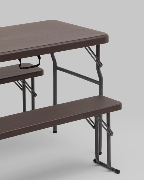 Комплект стола и двух скамеек Кейт коричневый