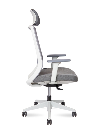 Кресло офисное Mono серый, ткань и пластик, мягкое сиденье, с подлокотниками