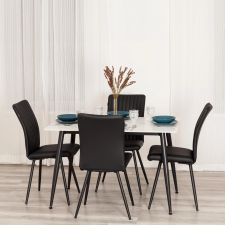 Стул обеденный Monte Carlo черный, экокожа и металл, мягкое сиденье, без подлокотников