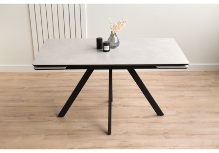 Керамический стол Вилли 140(200)х80 carmen light grey, черный