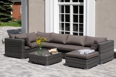 "Лунго" трансформирующаяся лаунж-зона из искусственного ротанга, цвет графит