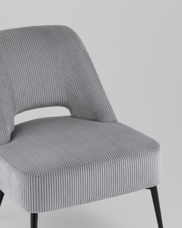 Кресло лаунж Бостон велюр рельефный светло-серый