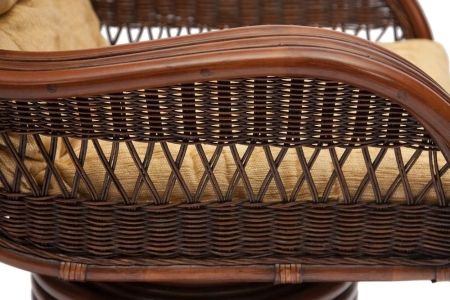 Кресло-качалка "ANDREA Relax Medium" с подушкой, античный орех, ткань рубчик, кремовый