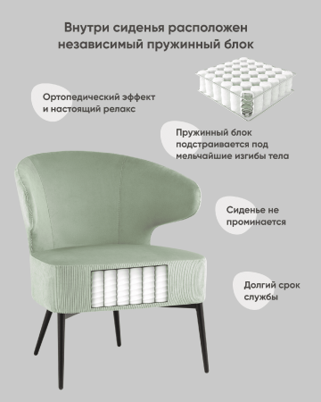 Кресло лаунж Royal Stripes велюр фисташковый