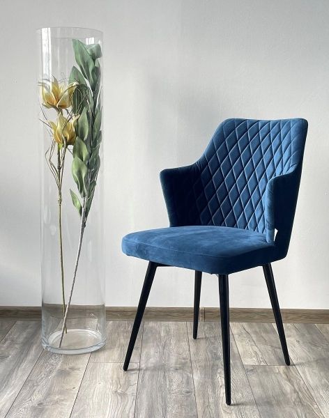 Стул HERMAN 360 градусов, синий #29 велюр, черный каркас