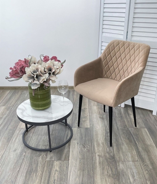 Стул BRANDY-X бежевый #5 велюр, черный каркас