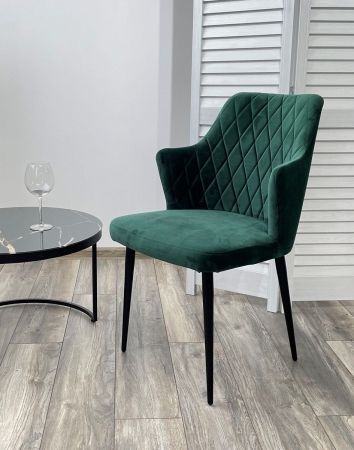 Стул HERMAN зеленый #19 велюр, черный каркас