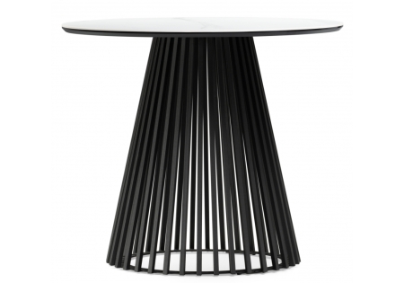 Керамический стол Нэнси 90х90х75 белый мрамор, черный