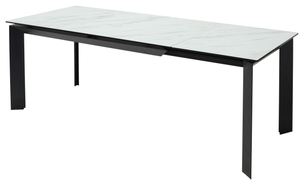 Стол CREMONA 160 KL-99 белый мрамор матовый итальянская керамика, черный каркас