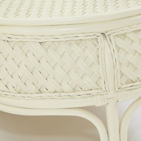 Комплект обеденный "ANDREA GRAND" (стол со стеклом + 6 кресел + подушки) белый, ткань рубчик, кремовый