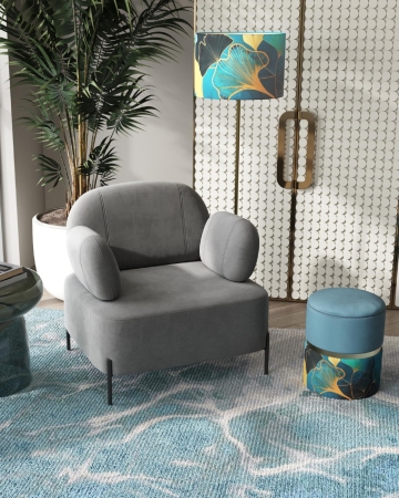 Кресло Кэнди с подлокотниками велюр серый