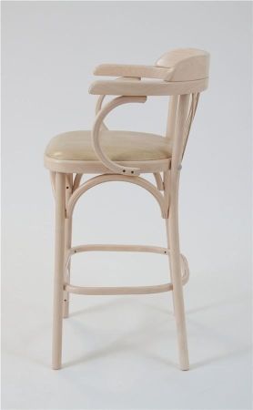 Полубарный деревянный стул Венский 650 беленый дуб с мягким сиденьем из бежевой экокожи