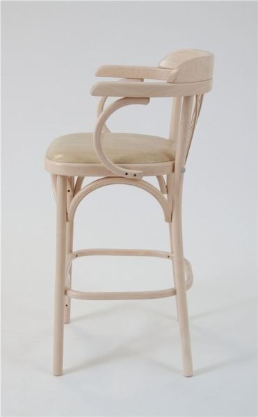 Полубарный деревянный стул Венский 650 беленый дуб с мягким сиденьем из бежевой экокожи