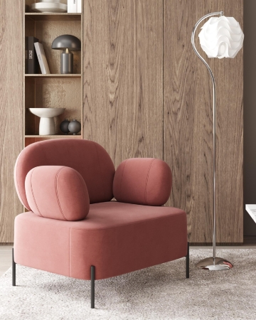 Кресло Кэнди с подлокотниками велюр пыльно-розовый