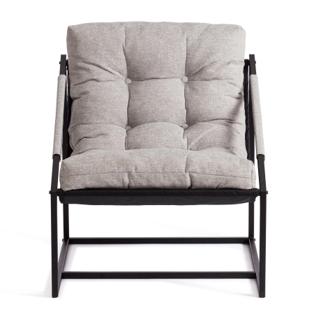 Кресло Charli серый и бежевый, ткань и металл, мягкое сиденье, без подлокотников