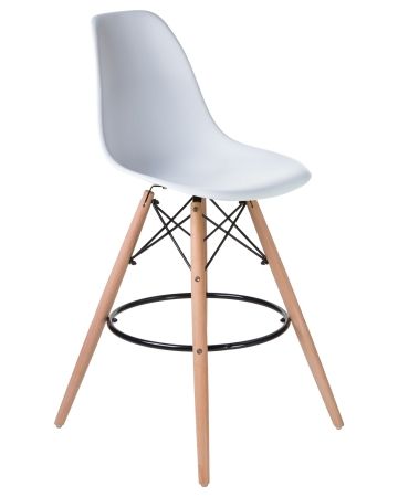 Стул барный DSW BAR ножки светлый бук сиденья белый W-02