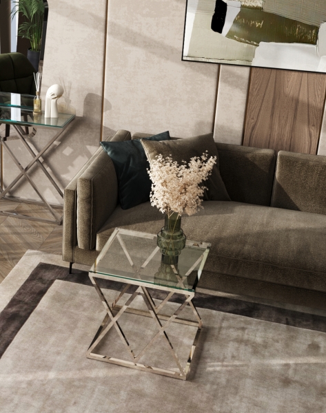 Журнальный стол 55*55 ИНСИГНИЯ серебро